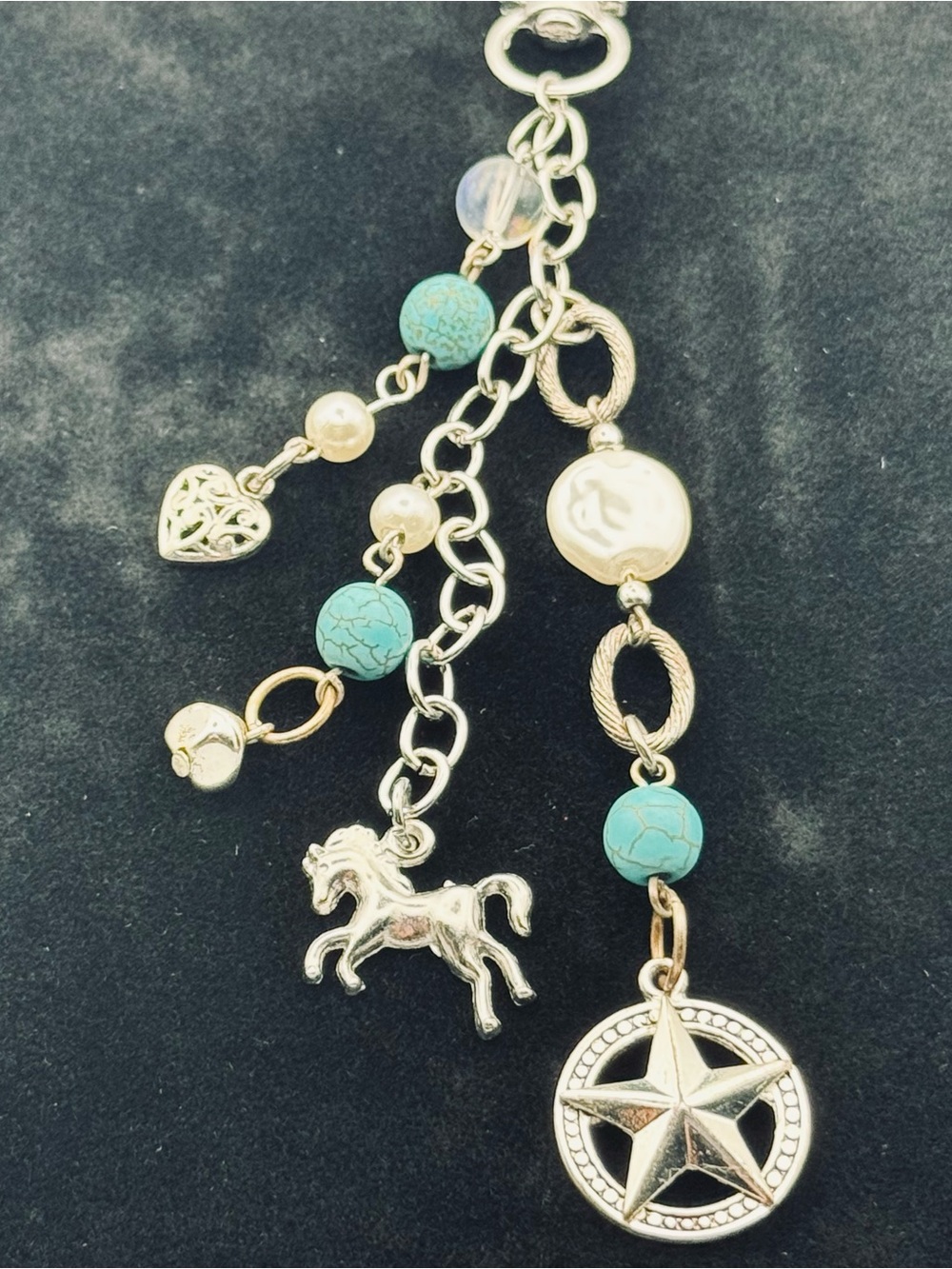 Southwestern Keychain Bag Charm - Turquoise Horse & Texas Star